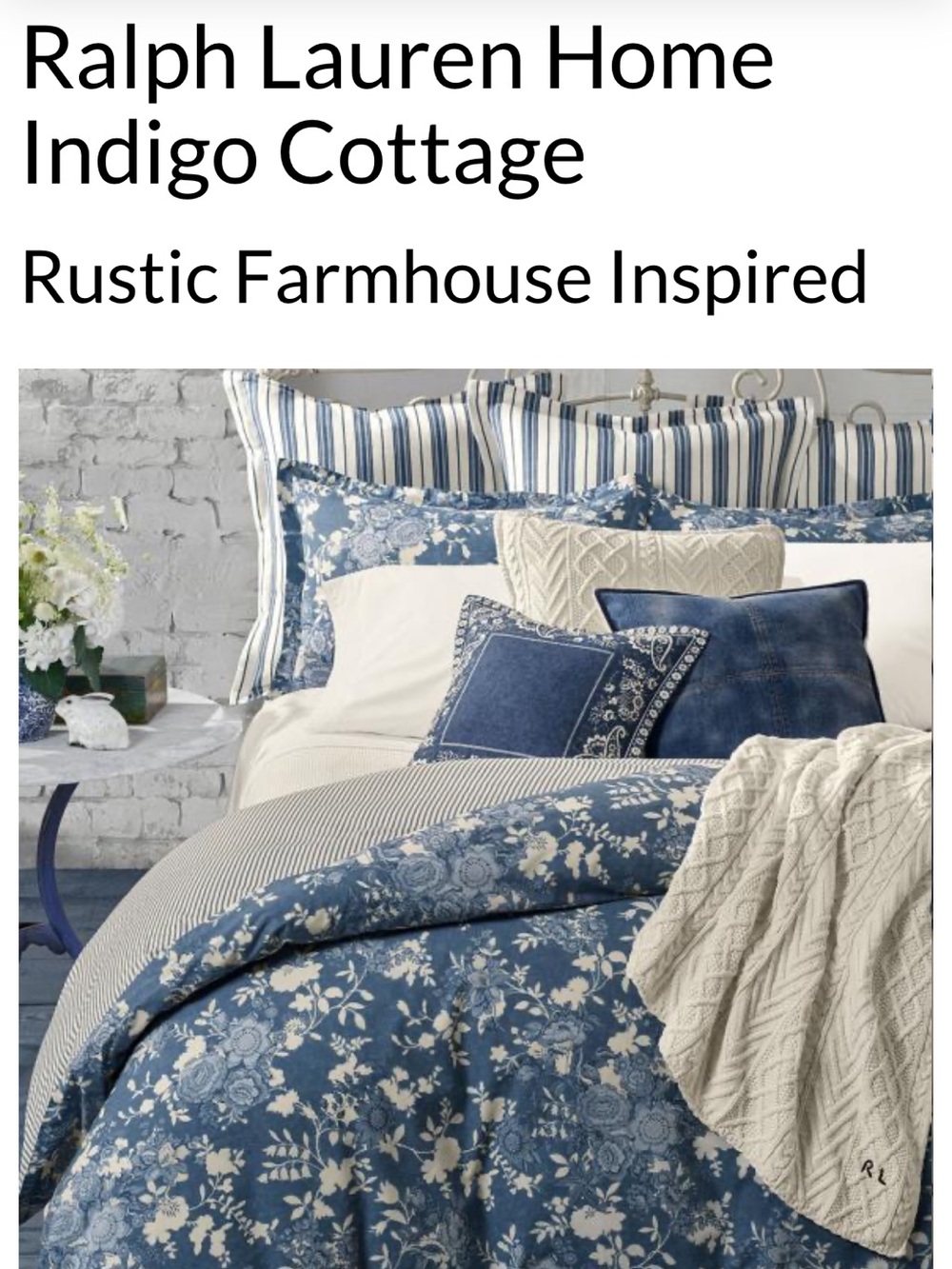 Ralph Lauren Indigo Cottage comforter🦋